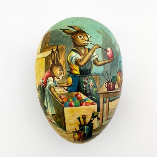 4-1/2" Vintage Easter Egg Workshop Papier Mache Easter Egg Container ~ Germany